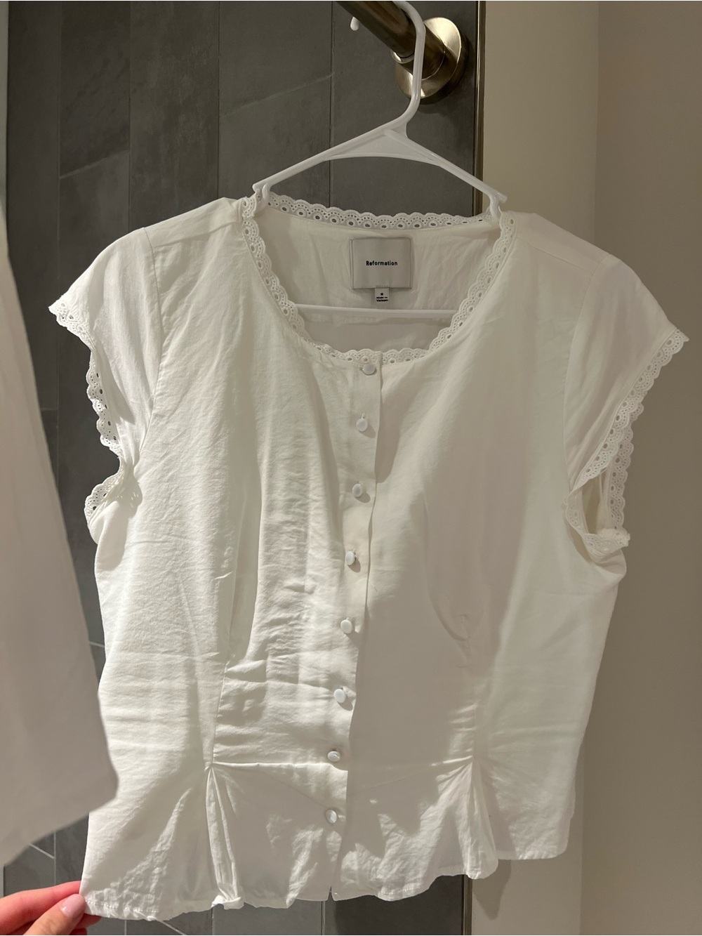 Reformation White Valetta Two Piece Eyelet Top & Skirt Set - Picture 3 of 6